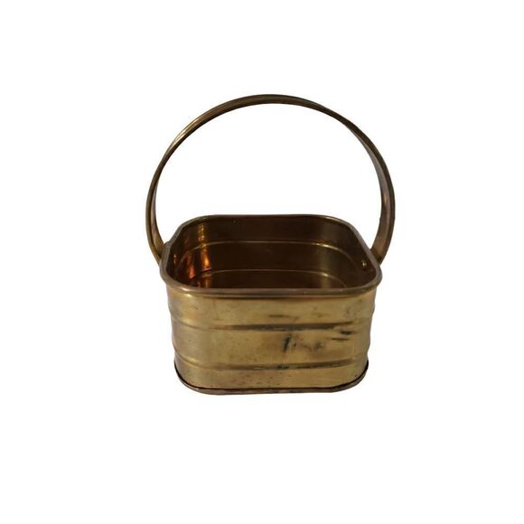 Square Brass Bucket w/Handle - Picture 3 of 8